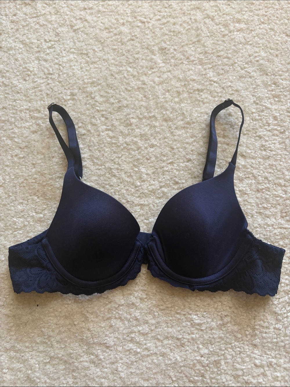 Navy aerie Lace-Trim Molded Bra with Underwire